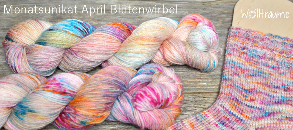 Blütenwirbel aus handgefärbter Wolle April Unikat des Monats